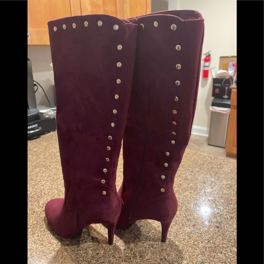Burgundy Suede Boots.